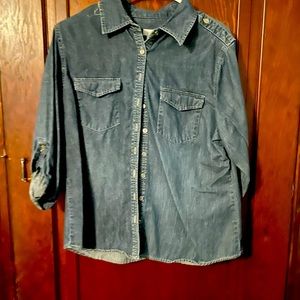 Light jean button up shirt size large